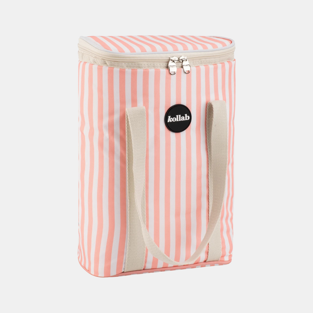 Kollab | Holiday Wine Cooler Bag - Coral Stripe | Shut the Front Door