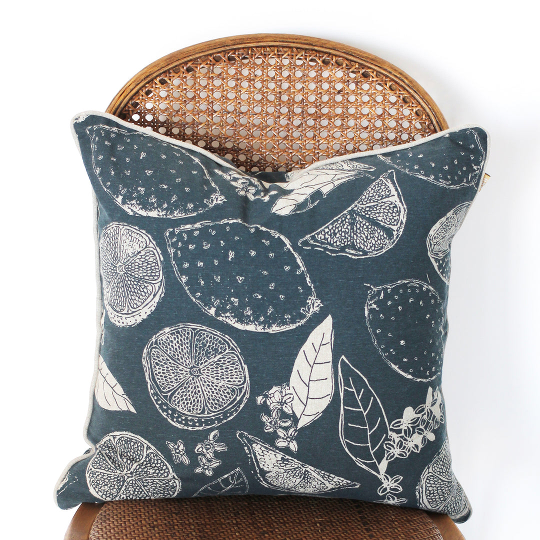 Raine & Humble | Lemon Marmalade Cushion - Dark Slate | Shut the Front Door