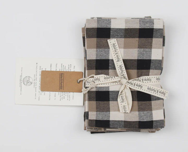 Raine & Humble | Giant Check Napkin S/4 - Black | Shut the Front Door