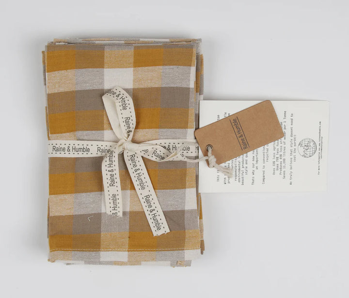 Raine & Humble | Giant Check Napkin S/4 - Mustard | Shut the Front Door