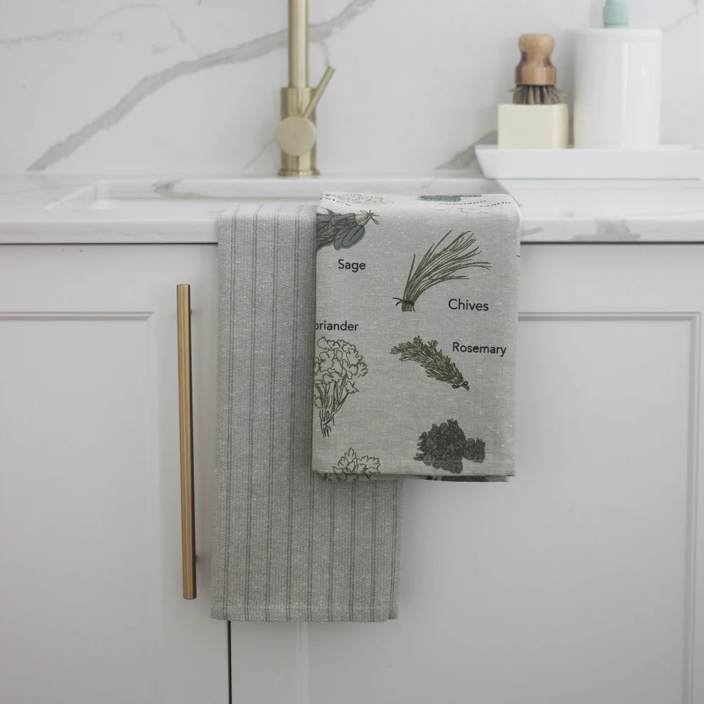 Raine & Humble | Herb Print Tea Towel S/2 - Olive | Shut the Front Door