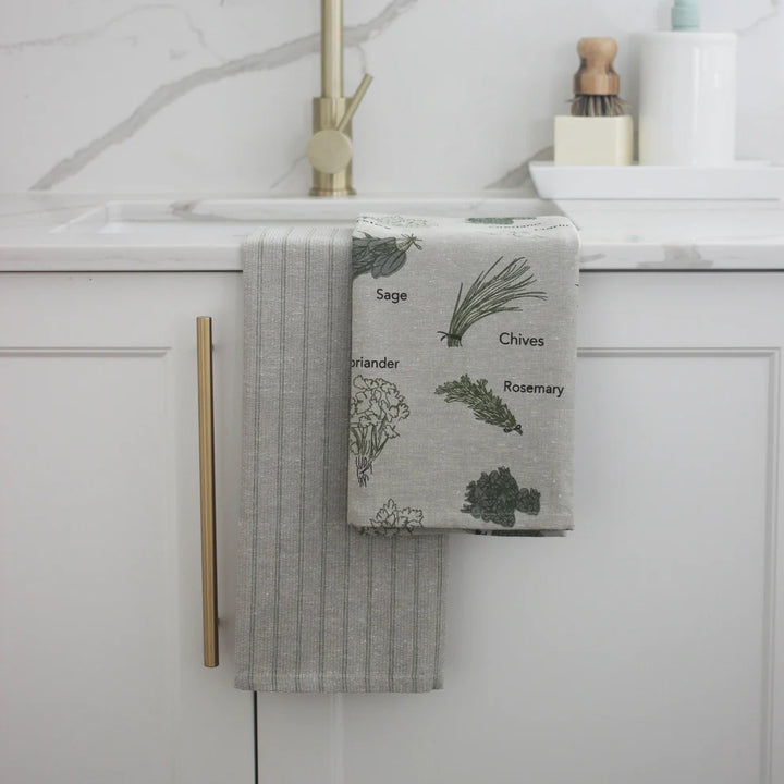 Raine & Humble | Herb Print Tea Towel S/2 - Olive | Shut the Front Door