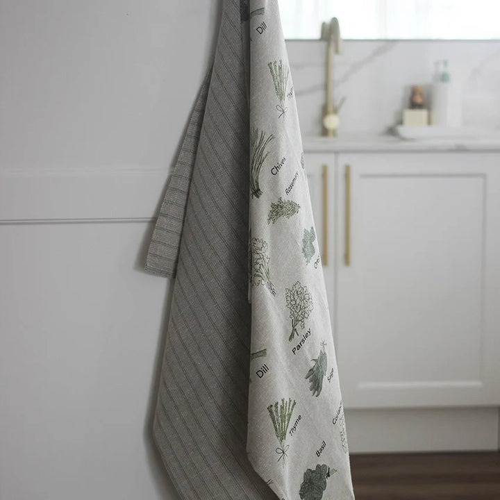 Raine & Humble | Herb Print Tea Towel S/2 - Olive | Shut the Front Door