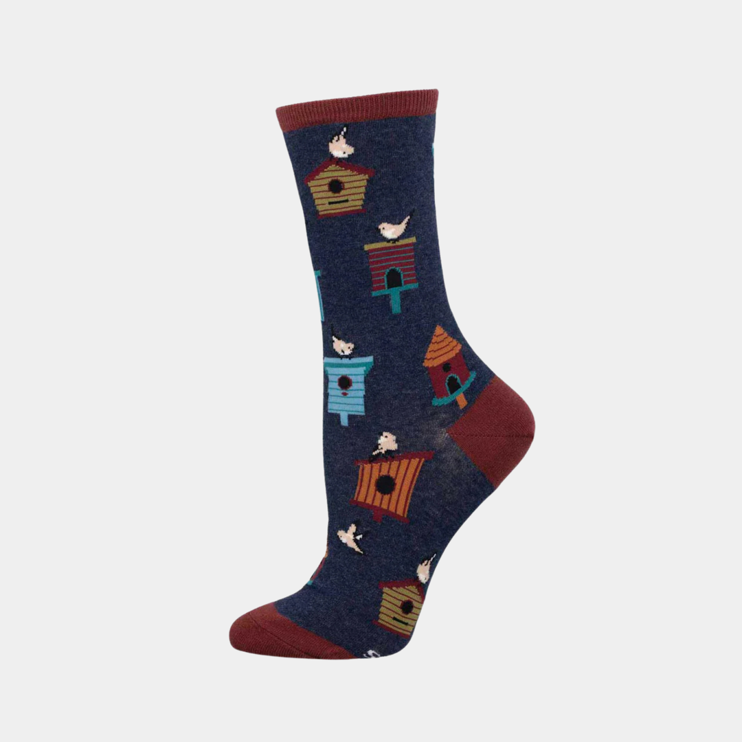 Women's Birdhouses Socks - Navy Heather