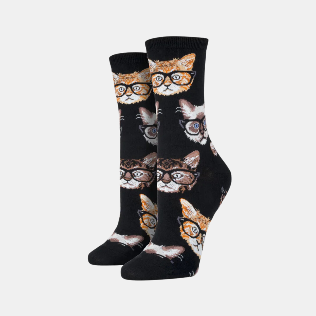 Socksmith | Women's Socks Kittenster - Black | Shut the Front Door