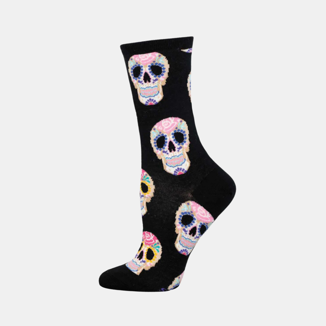 Socksmith | Women's Socks Dia De Los Muertos Skull - White | Shut the Front Door