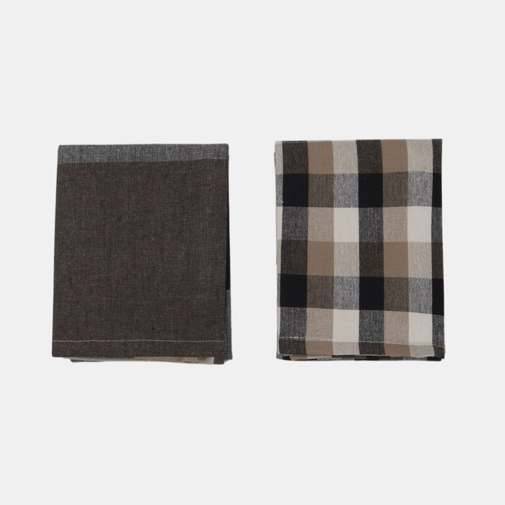 Raine & Humble | Giant Check Tea Towel S/2 - Black | Shut the Front Door