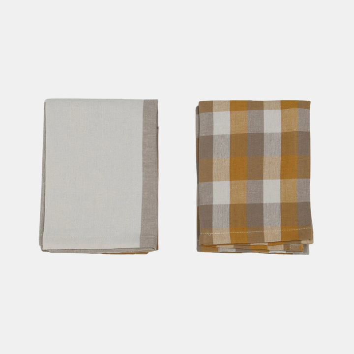 Raine & Humble | Giant Check Tea Towel S/2 - Mustard | Shut the Front Door