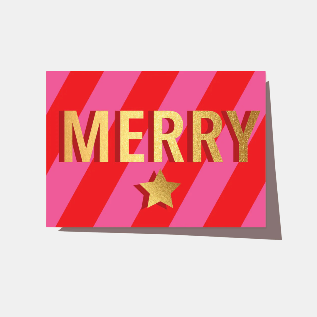 Elm Paper | Card Neon Merry Stripe | Shut the Front Door