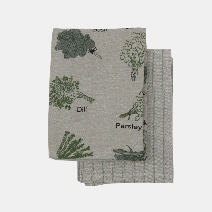 Raine & Humble | Herb Print Tea Towel S/2 - Olive | Shut the Front Door