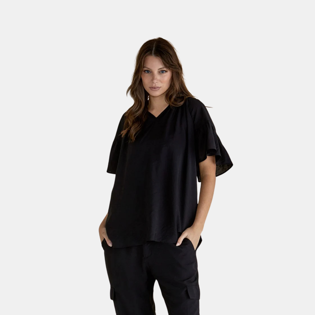 Betty Basics | Vivienne Blouse - Black | Shut the Front Door