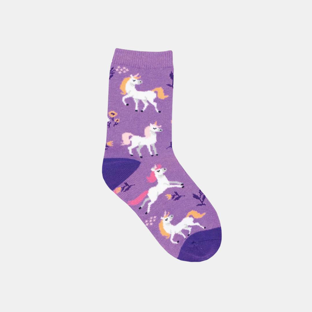 Socksmith | Socks Kids Unicorn Flowers - Purple 2-4 years | Shut the Front Door