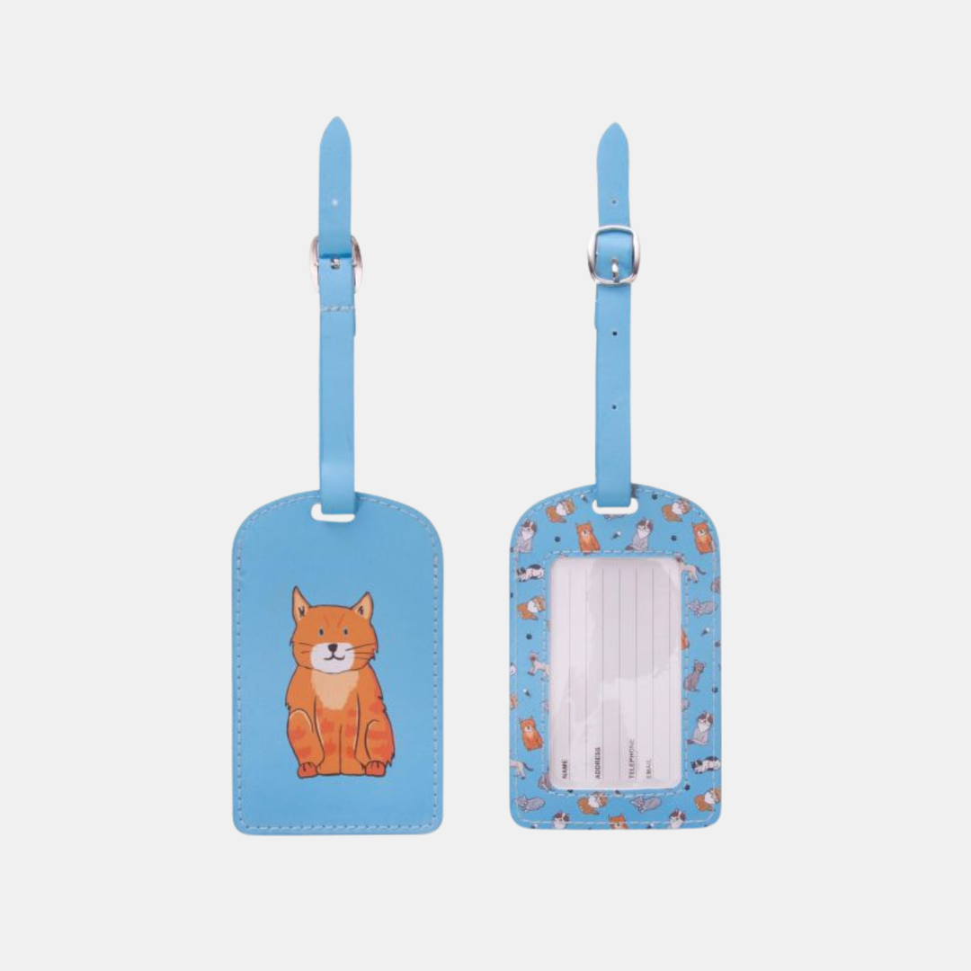 IS Gifts | Cat Luggage Tag - Blue | Shut the Front Door