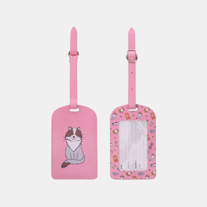 IS Gifts | Cat Luggage Tag - Pink | Shut the Front Door