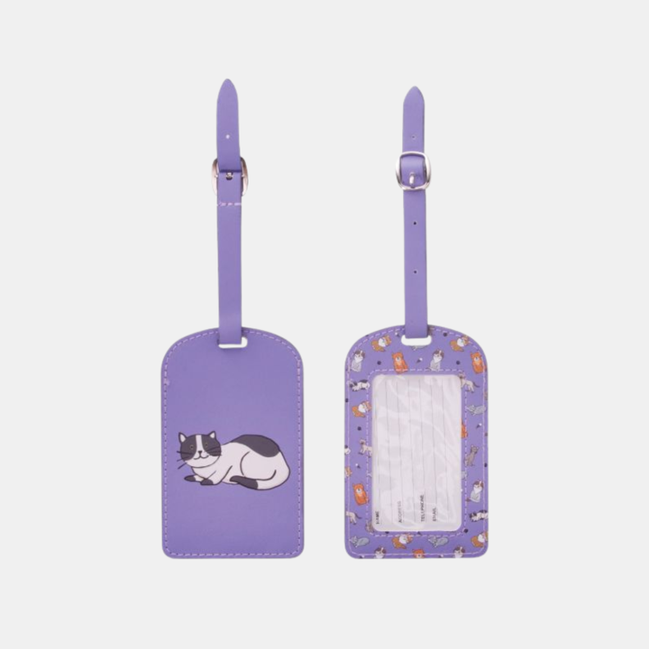 IS Gifts | Cat Luggage Tag - Lilac | Shut the Front Door