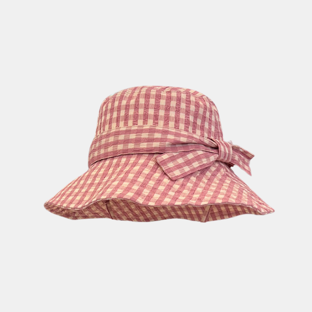 Antigone | Kiera Check Bucket Hat - Rose/White | Shut the Front Door