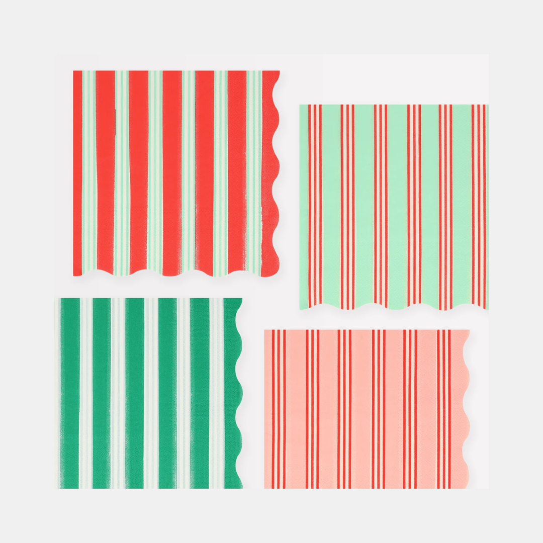 Meri Meri | Festive Stripe Large Napkins | Shut the Front Door