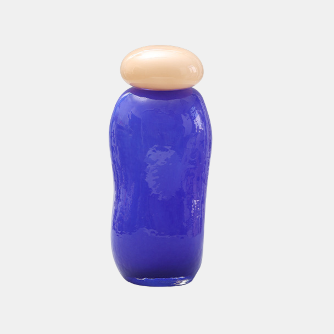 Garcia | Ruby Glass Vase - Deep Blue & Beige | Shut the Front Door