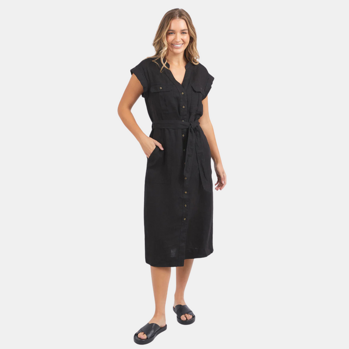 Foxwood | Harlow Midi Dress - Black | Shut the Front Door