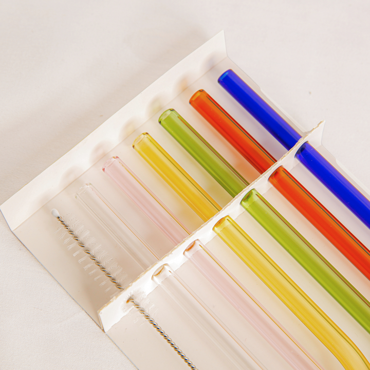 Antigone | Reusable Glass Straws Set 6 - Straight Multi | Shut the Front Door