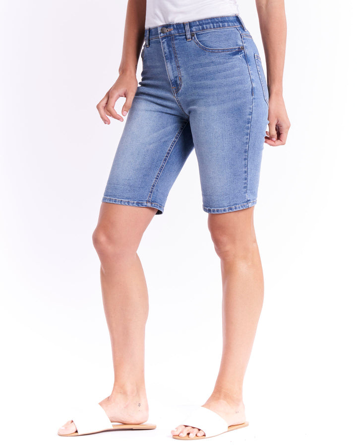 Betty Basics | Debbie Denim Jogger Shorts - Denim Blue | Shut the Front Door