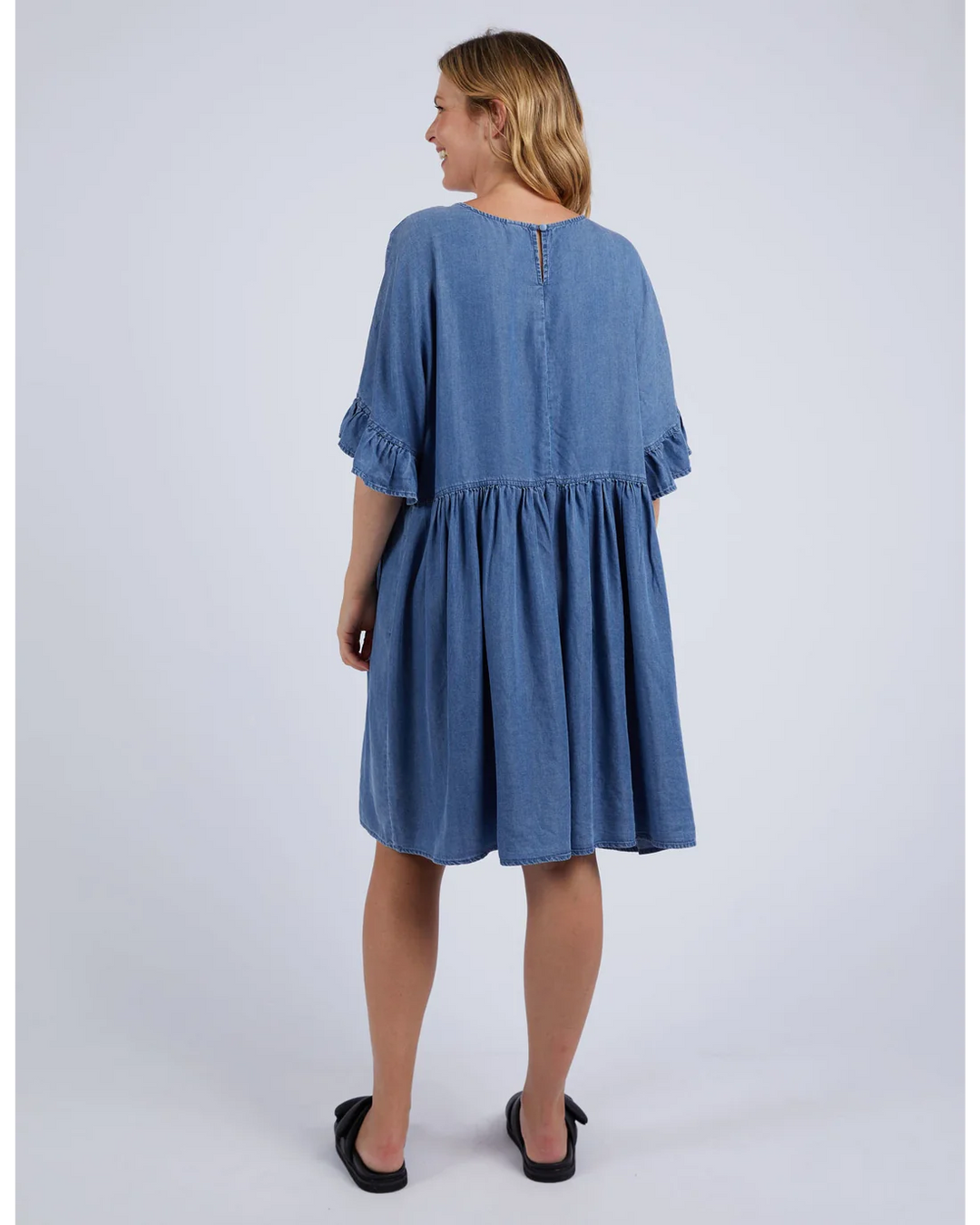 Elm Knitwear | Charlie Chambray Dress - Blue | Shut the Front Door