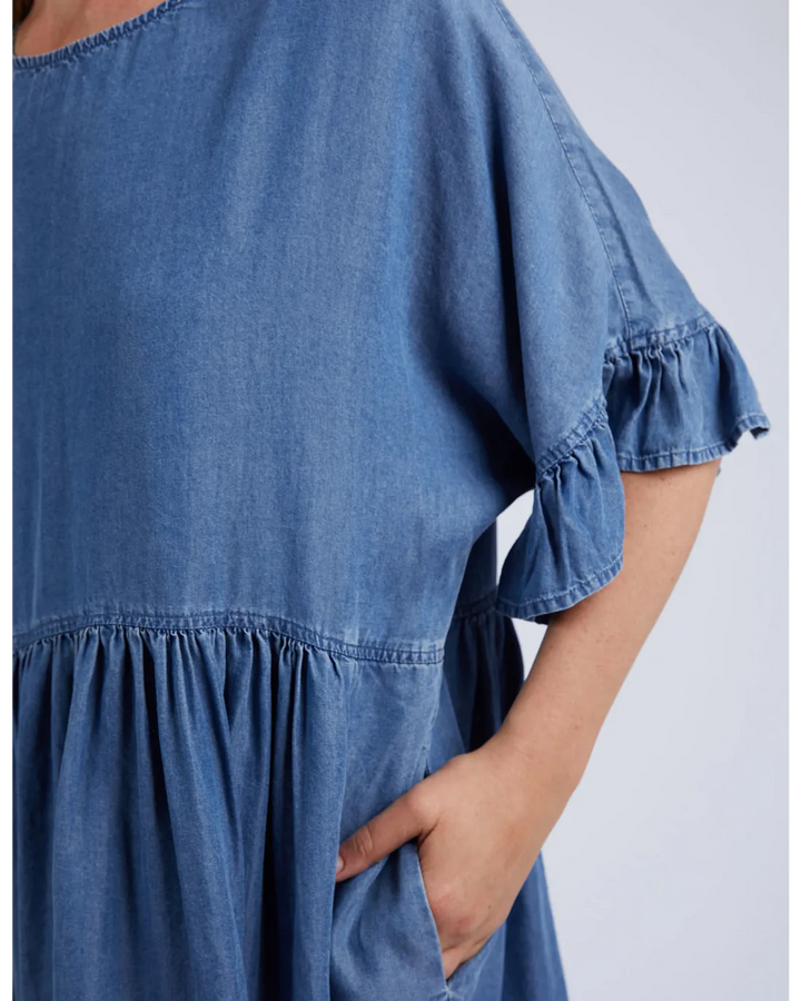 Elm Knitwear | Charlie Chambray Dress - Blue | Shut the Front Door