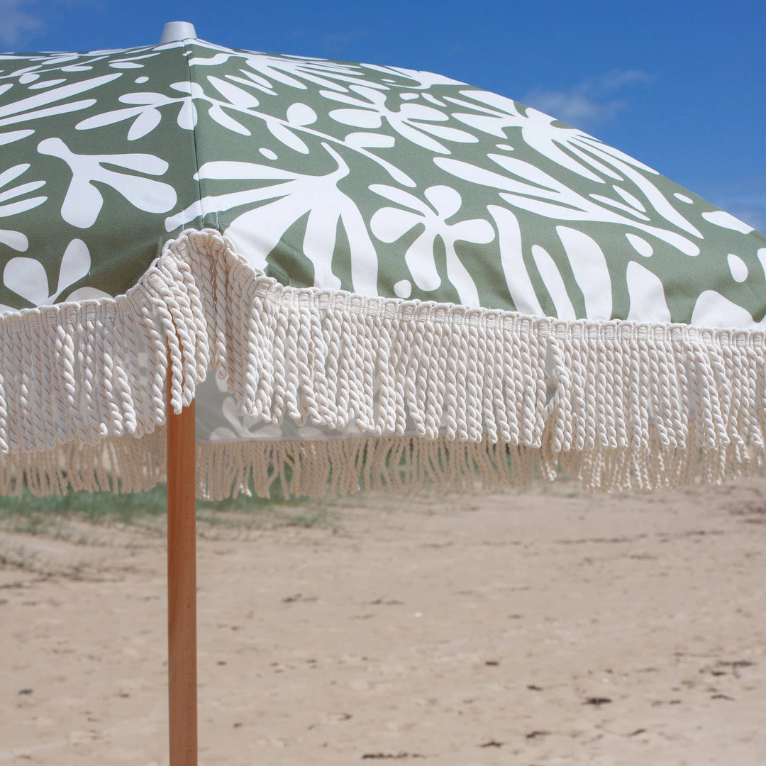 Sunnylife | Luxe Beach Umbrella - The Vacay Olive | Shut the Front Door