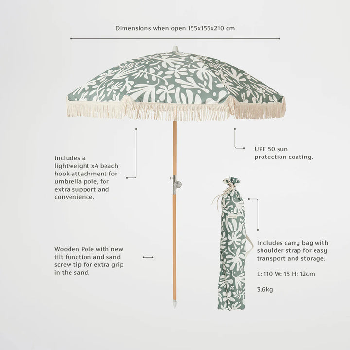 Sunnylife | Luxe Beach Umbrella - The Vacay Olive | Shut the Front Door