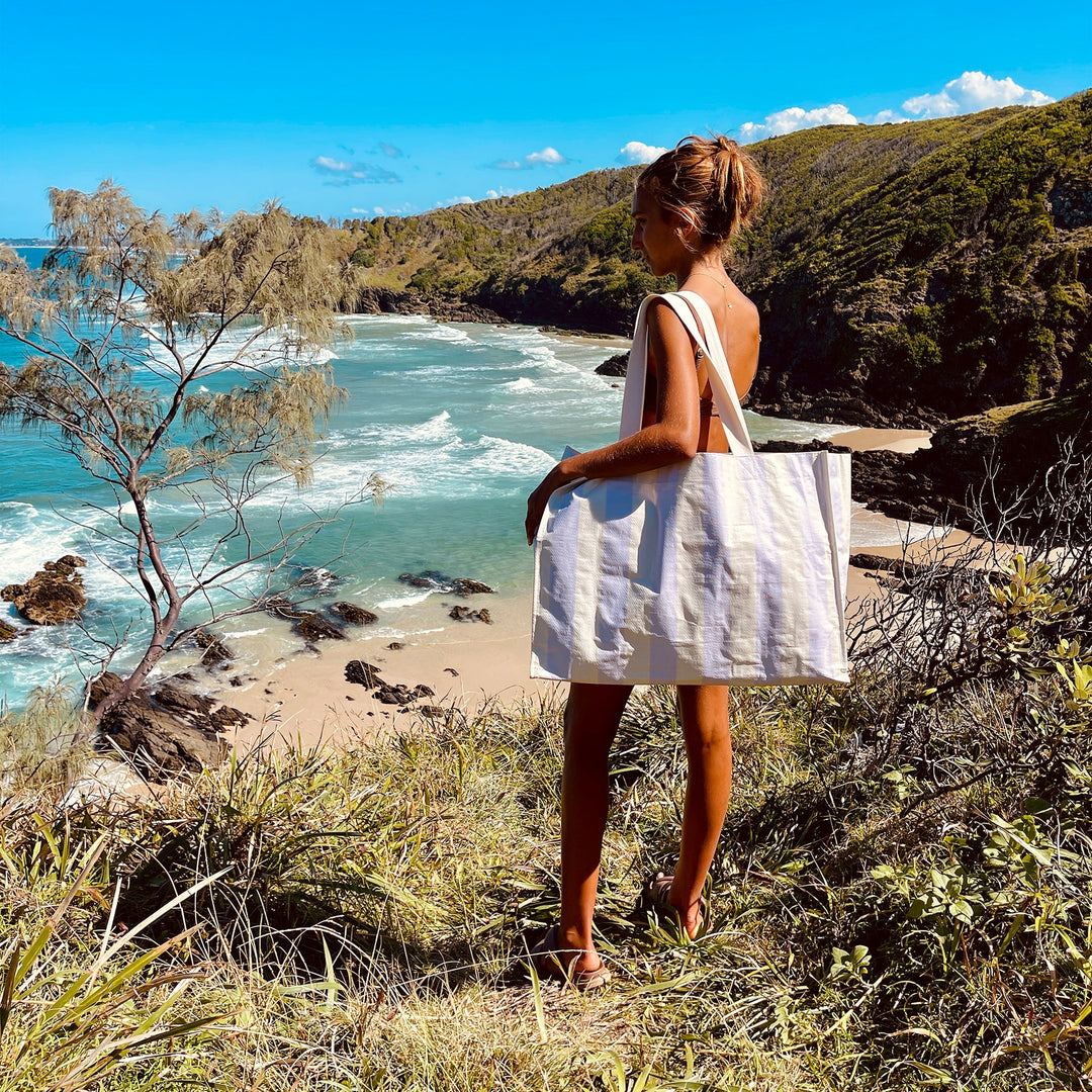 Sunnylife | Carryall Beach Bag - Rio Sun Pastel Lilac Stripe | Shut the Front Door