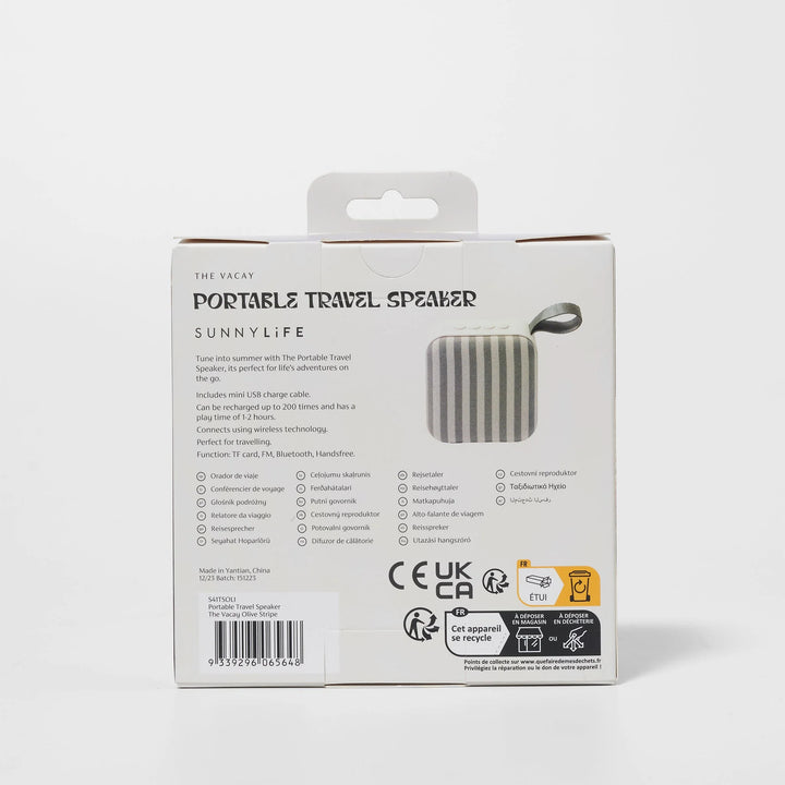 Sunnylife | Portable Travel Speaker - The Vacay Olive Stripe | Shut the Front Door