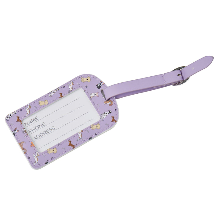 IS Gifts | Dog Luggage Tag - Lilac | Shut the Front Door