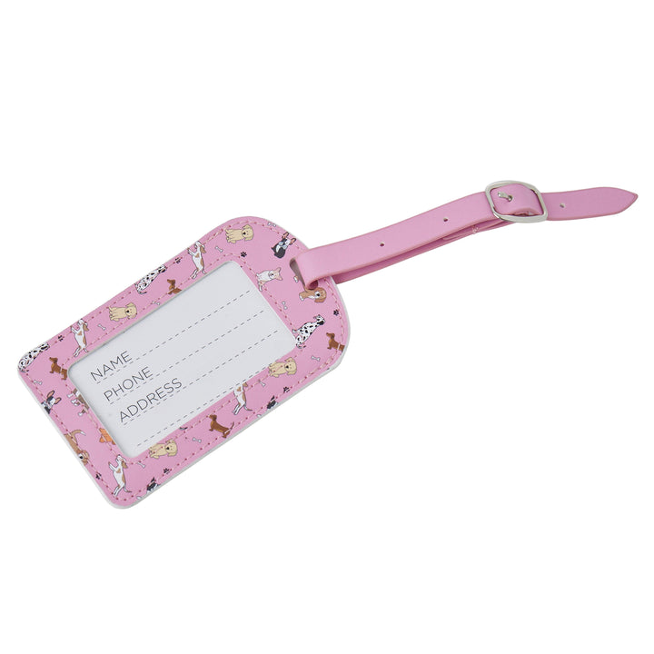 IS Gifts | Dog Luggage Tag - Pink | Shut the Front Door