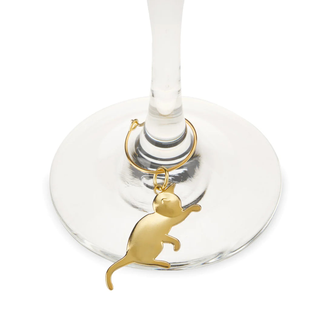 Twine | Gold Cat Wine Charms | Shut the Front Door