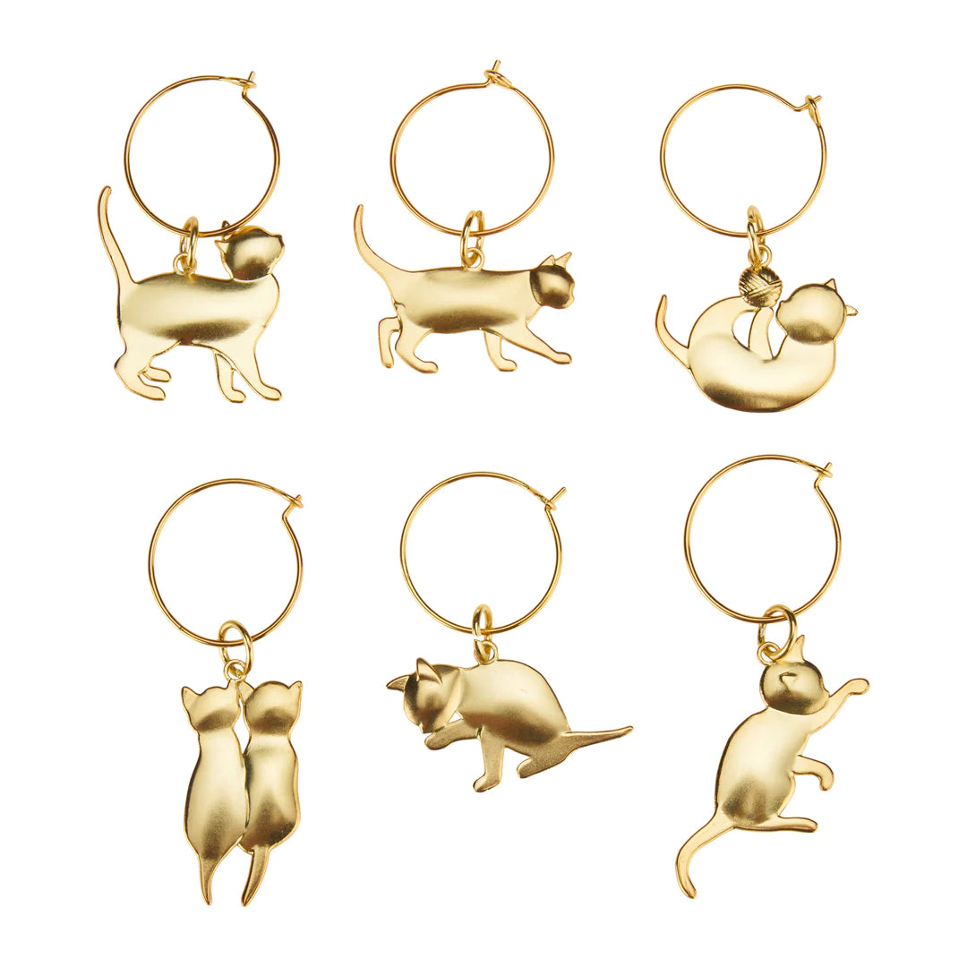 Twine | Gold Cat Wine Charms | Shut the Front Door