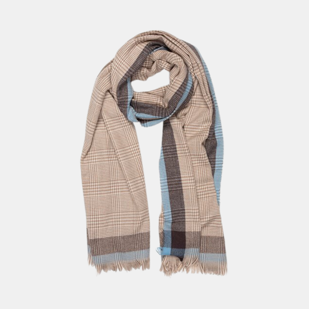 Antler NZ | Glen Check Scarf - Caramel & Blue | Shut the Front Door