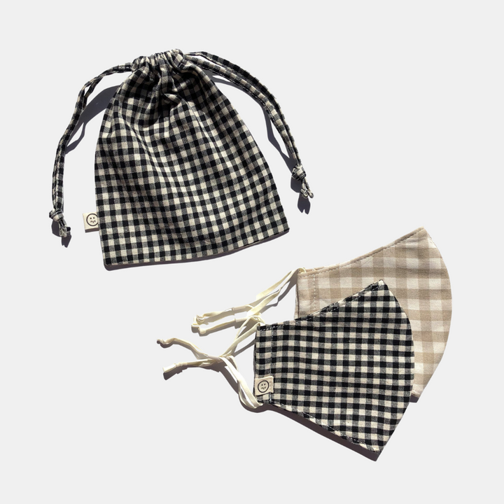 PSP | Face Masks 2pk - Black/Neutral Gingham | Shut the Front Door