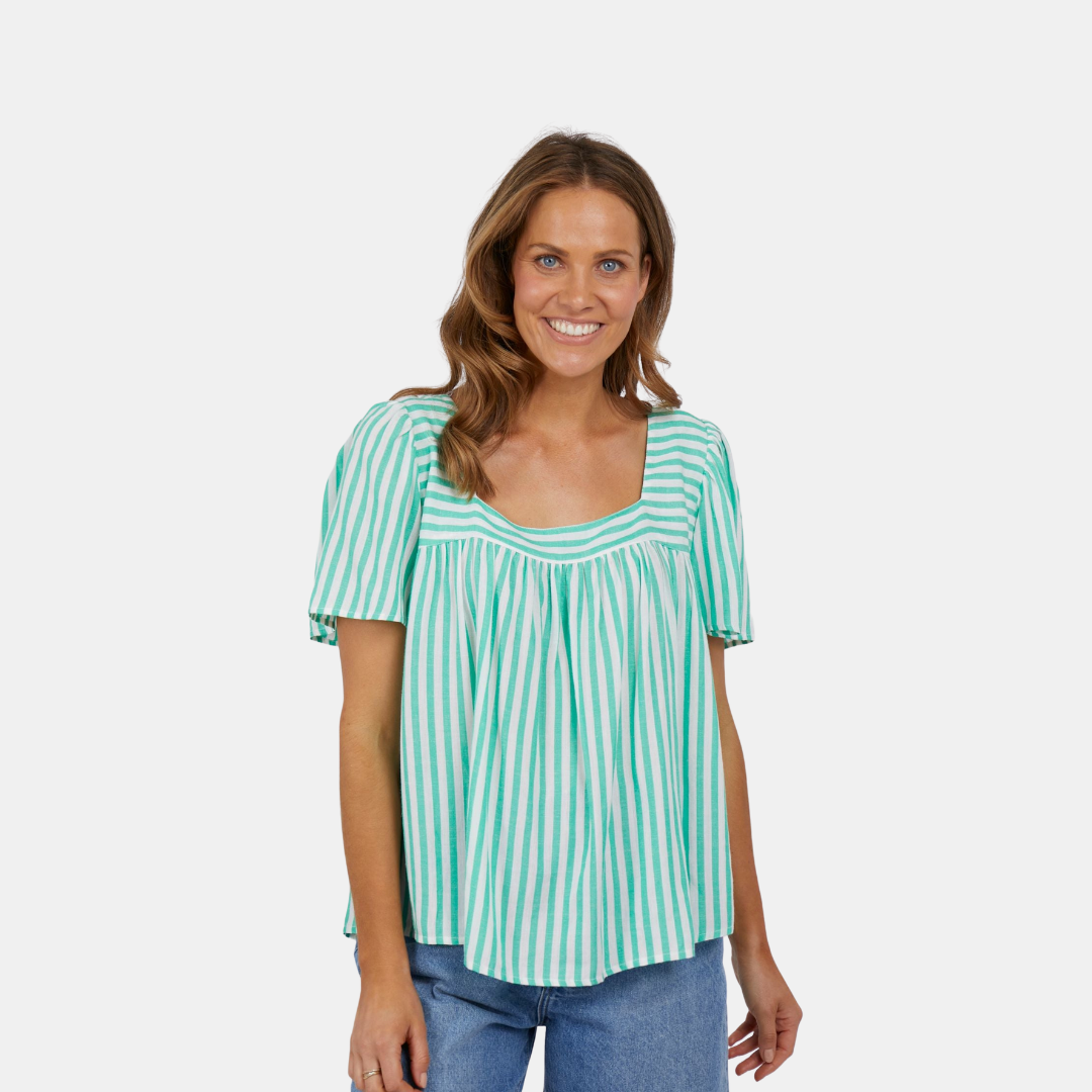 Elm Knitwear | Aurora Stripe Top - Bright Green | Shut the Front Door