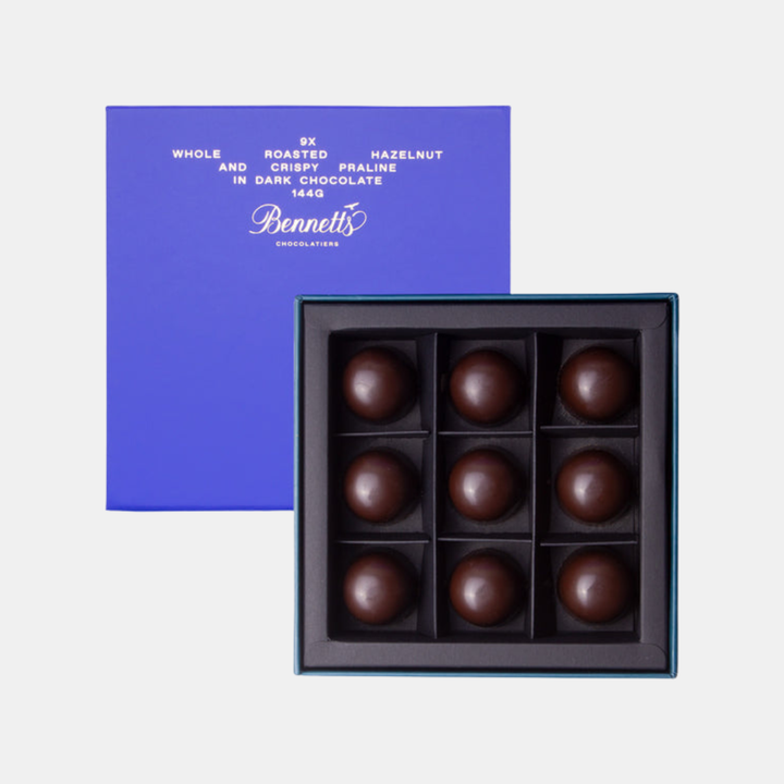 Bennetts Of Mangawhai | 9 Piece Dark Whole Roasted Hazelnut Giftbox | Shut the Front Door