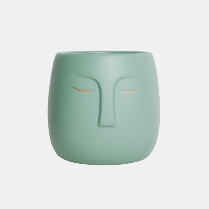 Garcia | Faces Ceramic Planter 16cm - Sage | Shut the Front Door