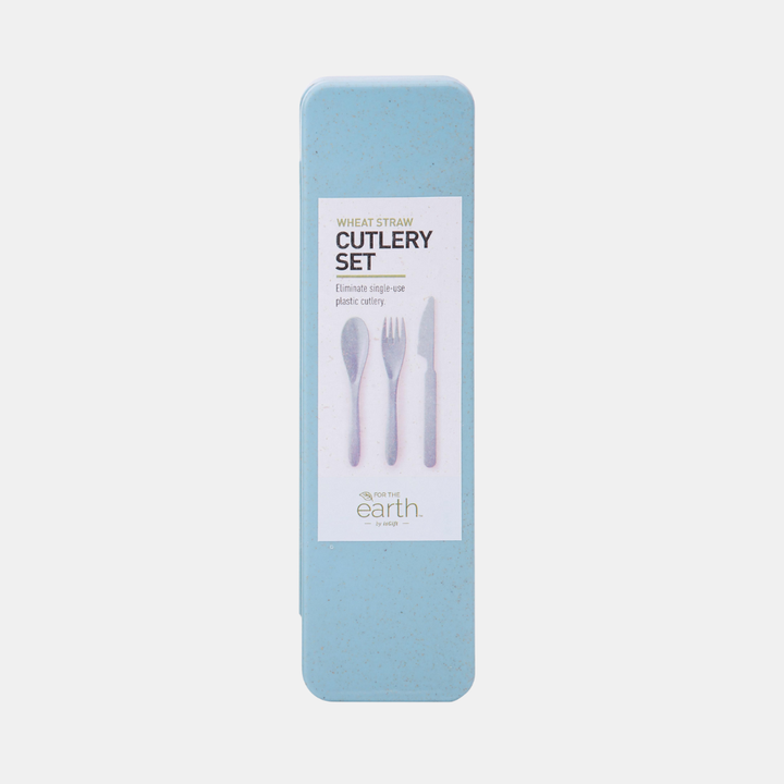 For the Earth | Wheat Straw Travel Cutlery Set - Blue | Shut the Front Door