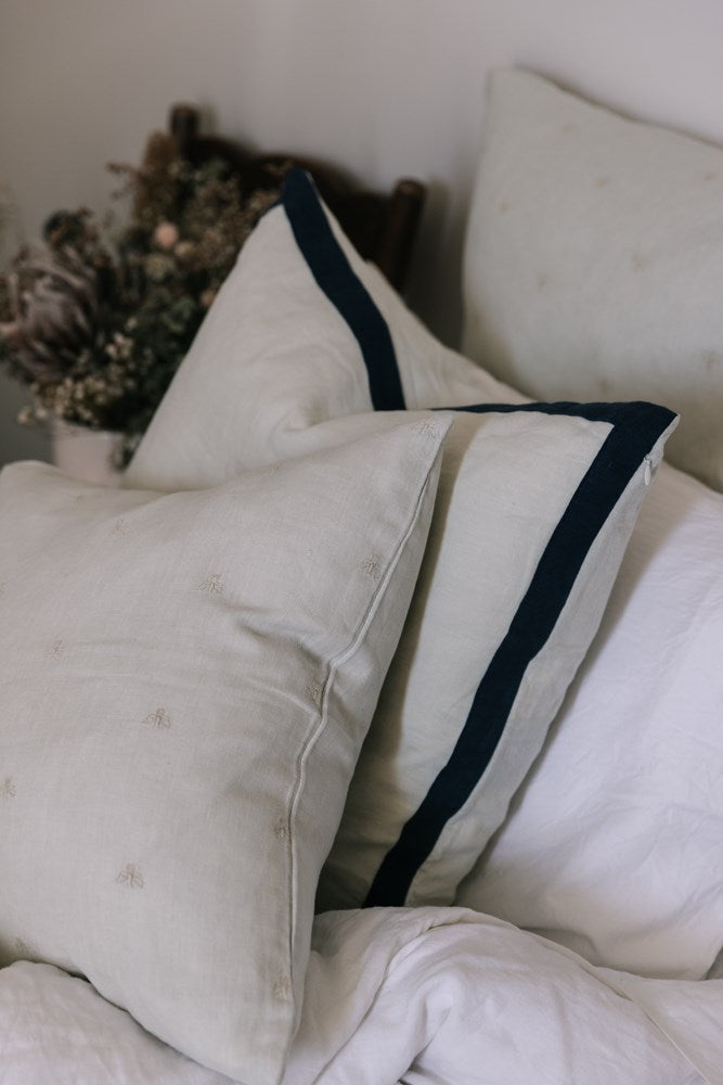 Raine & Humble | Elegance Linen Cushion 50cm - Nautic | Shut the Front Door