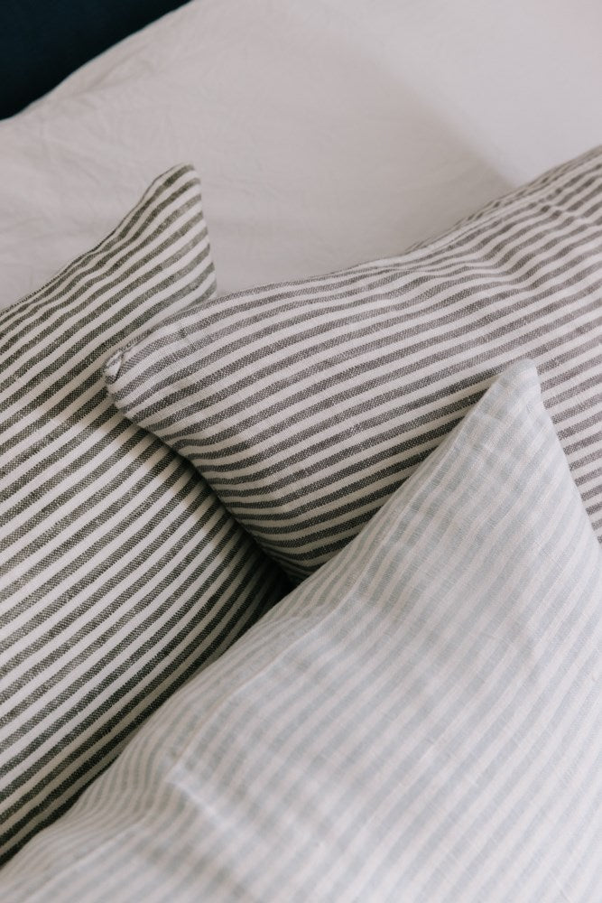 Raine & Humble | Linen Stripe Cushion 60cm - Olive | Shut the Front Door