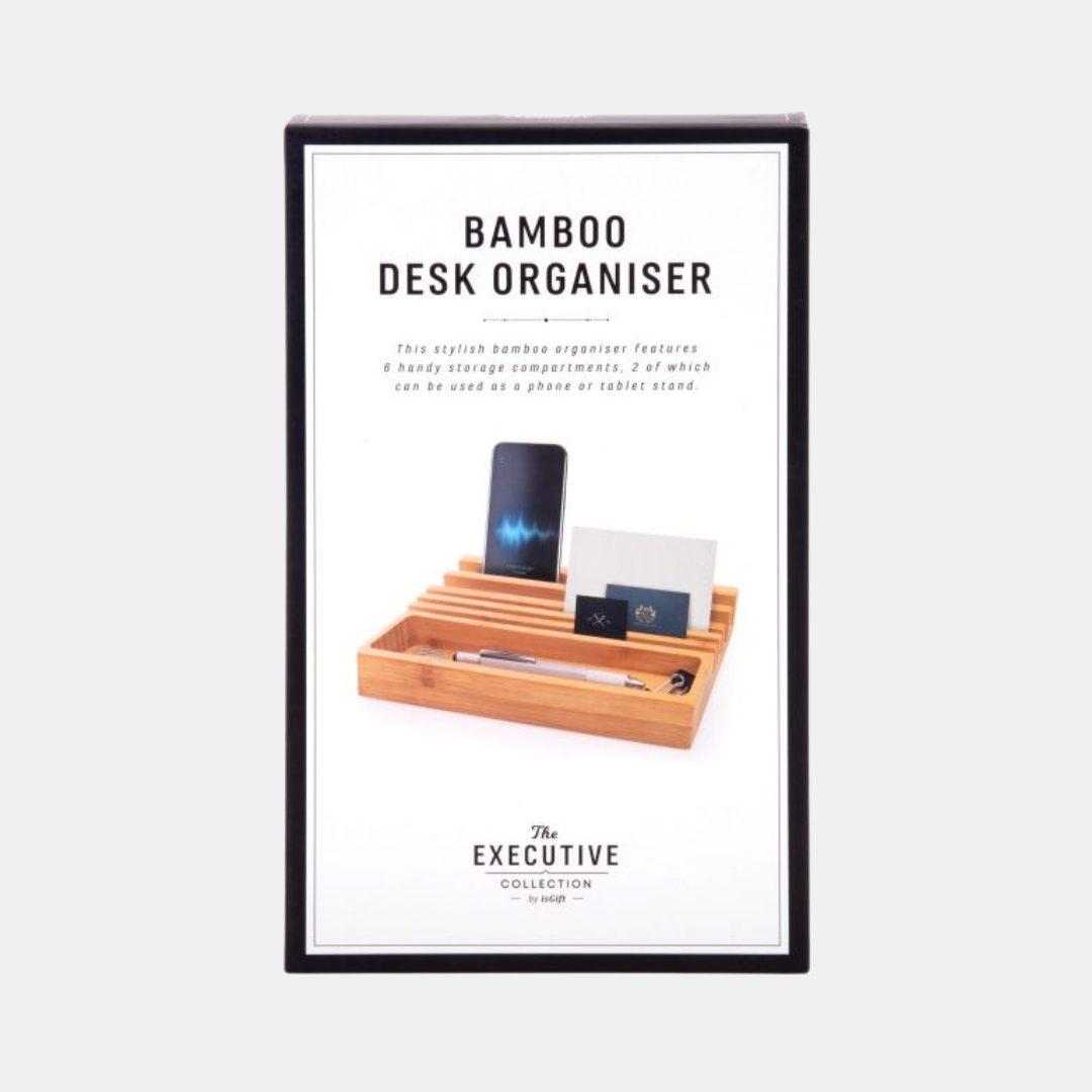 IS Gifts | Bamboo Desk Organiser | Shut the Front Door