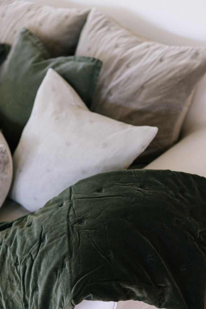 Raine & Humble | Mason Bee Velvet Cushion 60cm - Stone | Shut the Front Door