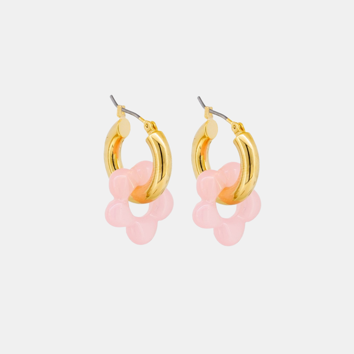 Tiger Tree | Earring Gold Spinning Flower Hoops - Pink | Shut the Front Door