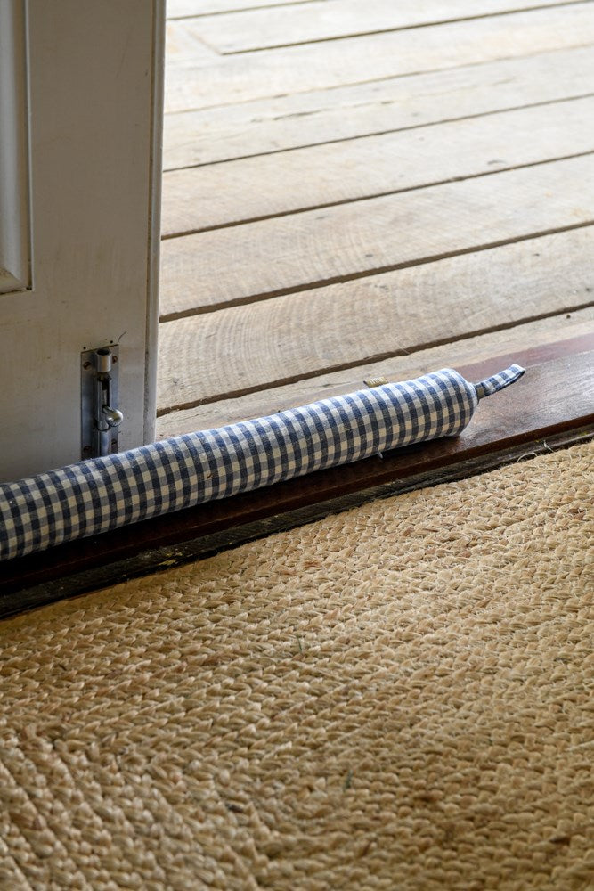 Raine & Humble | Gingham Draught Stopper Slim - Blueberry | Shut the Front Door