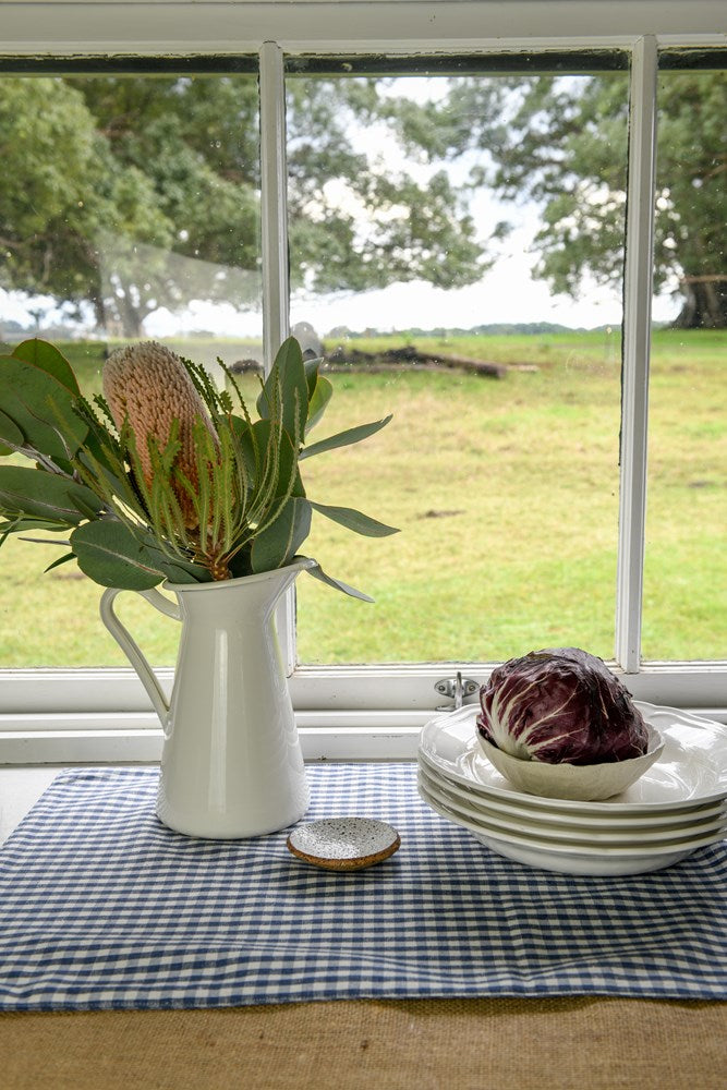 Raine & Humble | Gingham Table Runner - Blueberry | Shut the Front Door