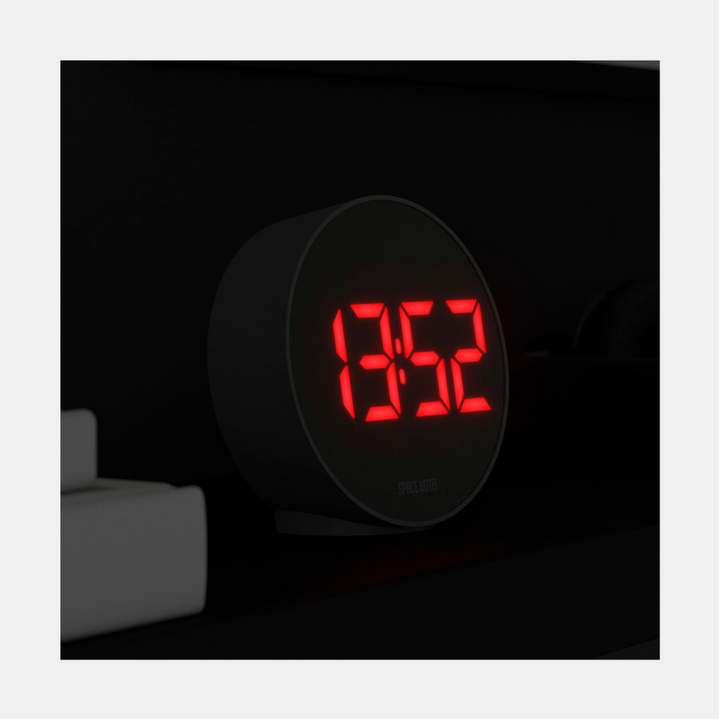 Space Hotel | Spheratron Alarm Clock Black - Red LED | Shut the Front Door