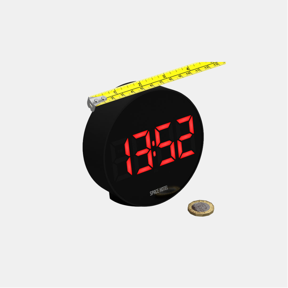 Space Hotel | Spheratron Alarm Clock Black - Red LED | Shut the Front Door